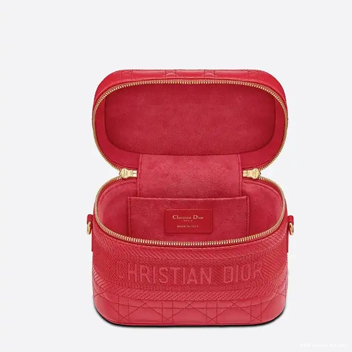 Cheap Red Case Cannage Lambskin DiorTravel Vanity Small 0421 Luxury